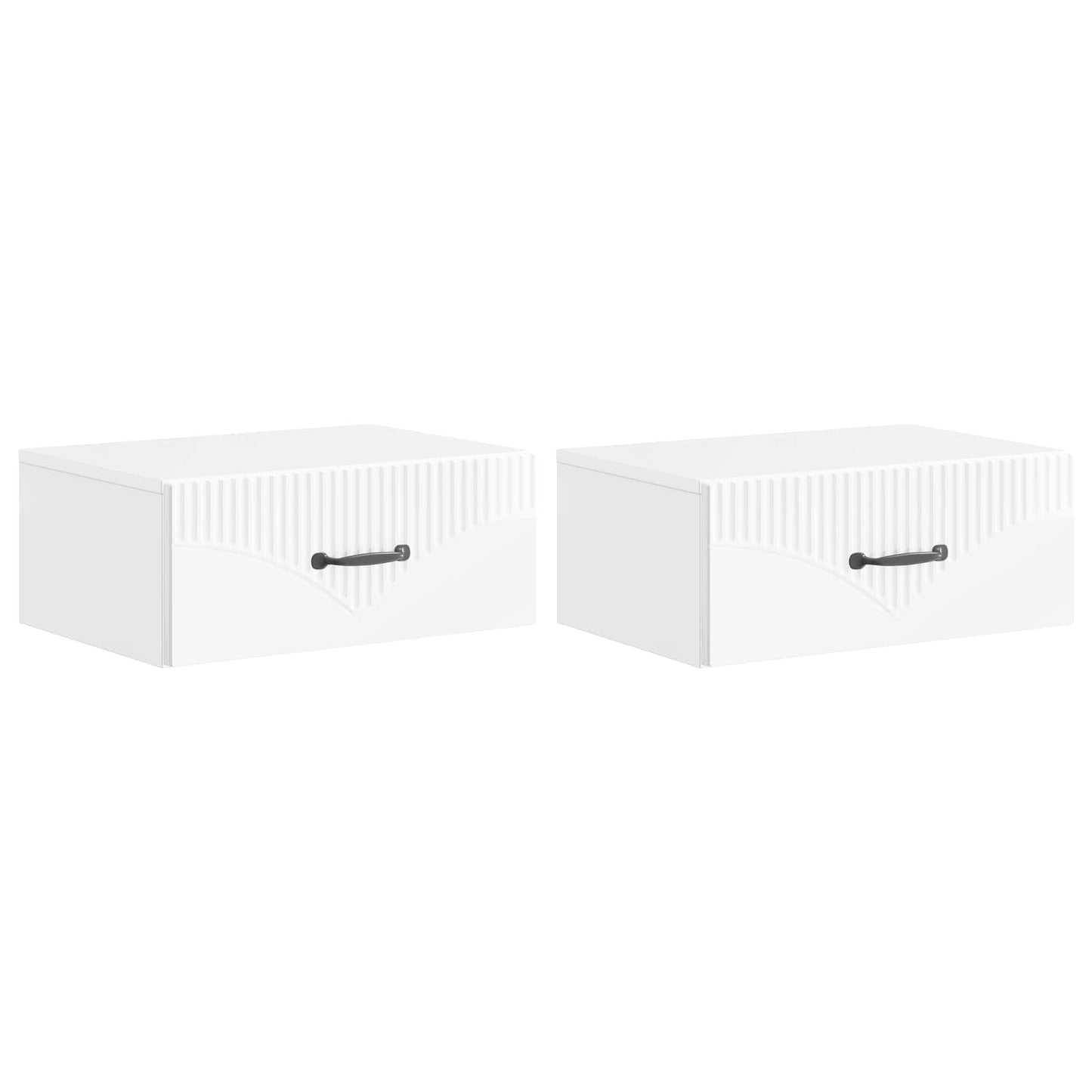 vidaXL Wall-Mounted Bedside Cabinet with Drawer 2 pcs High Gloss White