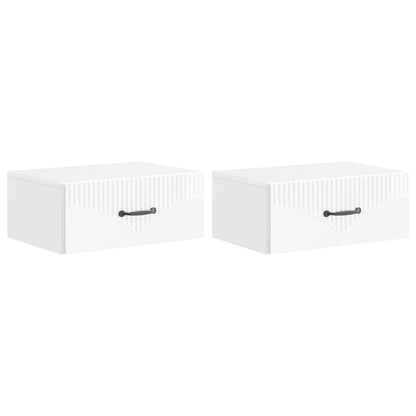 vidaXL Wall-Mounted Bedside Cabinet with Drawer 2 pcs High Gloss White