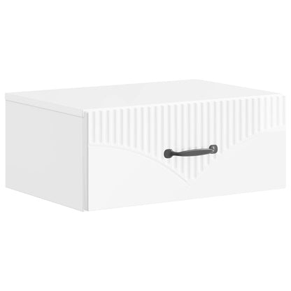 vidaXL Wall-Mounted Bedside Cabinet with Drawer 2 pcs High Gloss White