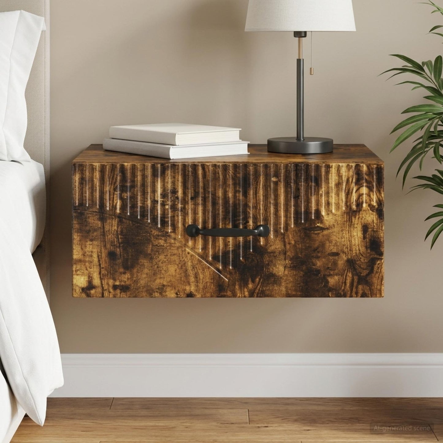 vidaXL Wall-Mounted Bedside Cabinet Smoked Oak 49 x 34.5 x 20 cm
