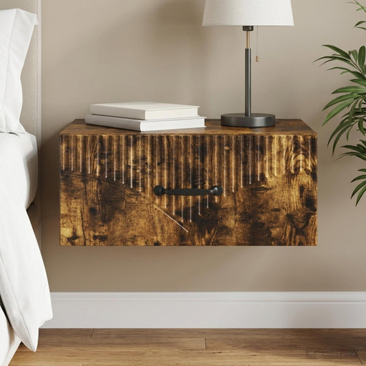 vidaXL Wall-Mounted Bedside Cabinet Smoked Oak 49 x 34.5 x 20 cm