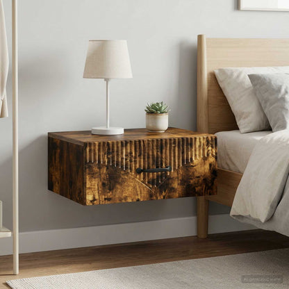 vidaXL Wall-Mounted Bedside Cabinet 2 pcs Smoked Oak 49 x 34.5 x 20 cm