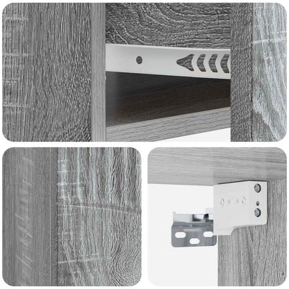 vidaXL Wall-Mounted Bedside Cabinet Grey Sonoma 49 x 34.5 x 20 cm