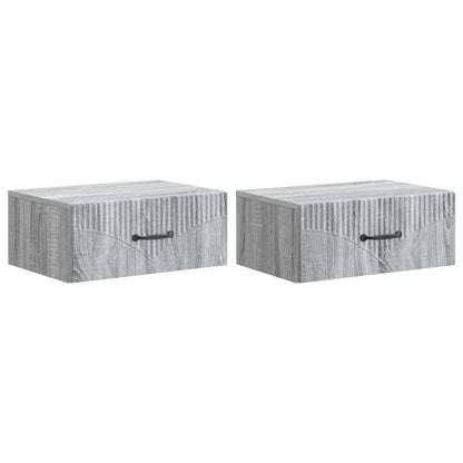 vidaXL Wall-Mounted Bedside Cabinet 2 pcs Grey Sonoma Engineered Wood