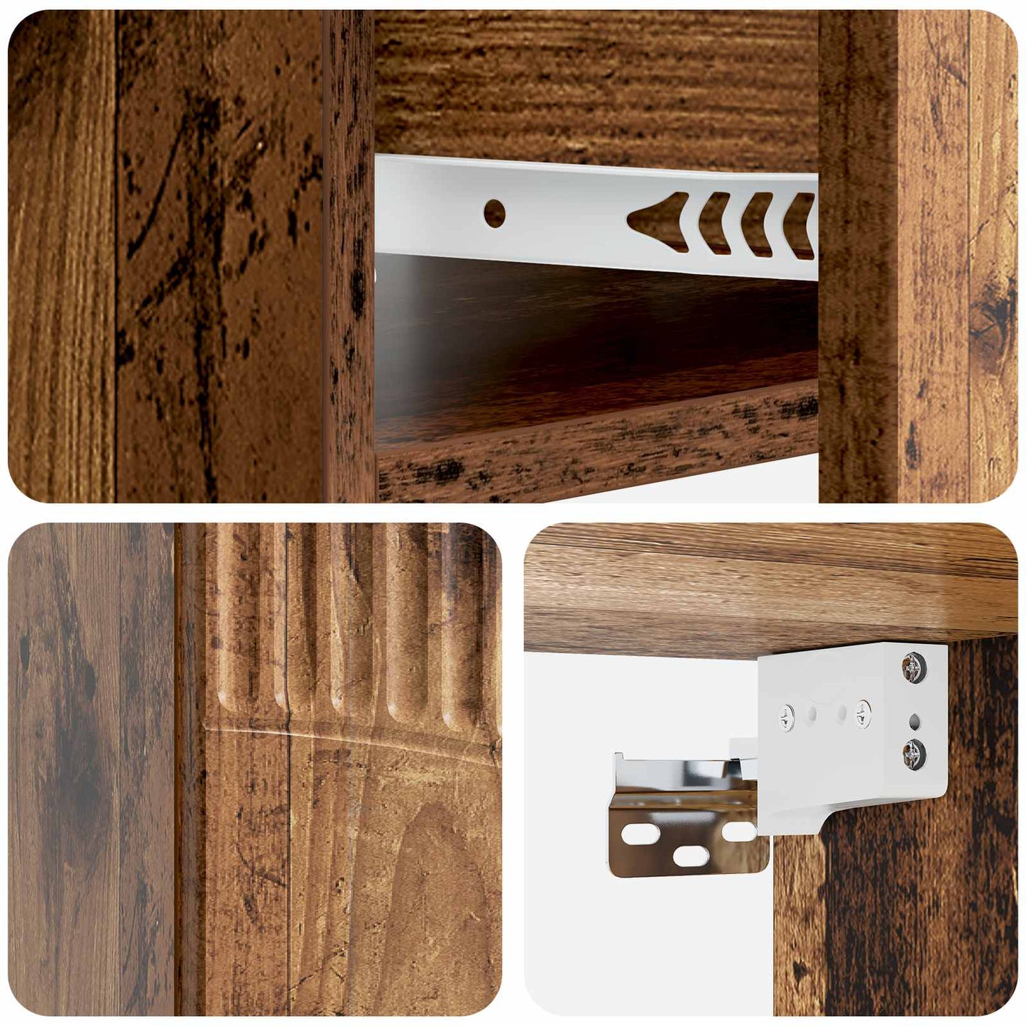 vidaXL Wall-Mounted Bedside Cabinet Old Wood 49 x 34.5 x 20 cm