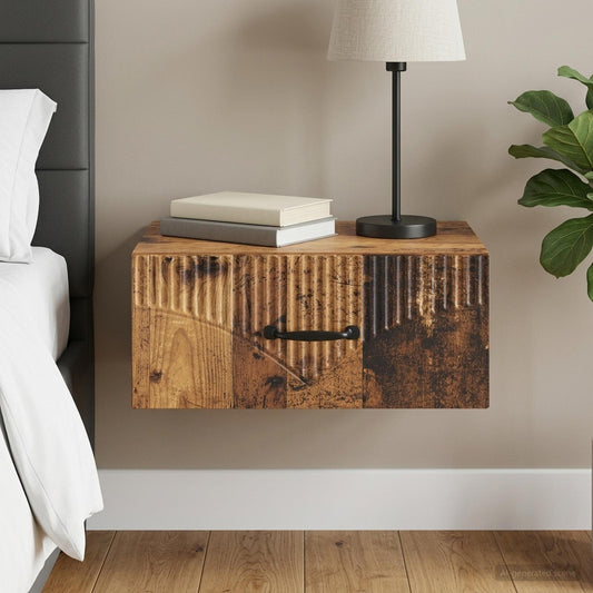 vidaXL Wall-Mounted Bedside Cabinet Old Wood 49 x 34.5 x 20 cm