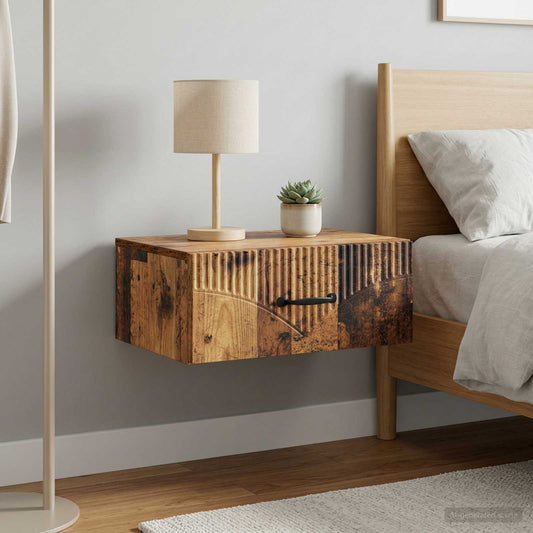 vidaXL Wall-Mounted Bedside Cabinet 2 pcs Old Wood 49 x 34.5 x 20 cm