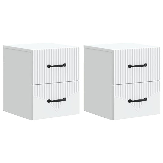 vidaXL Wall-Mounted Bedside Cabinet 2 pcs White 34.5 x 33 x 40 cm