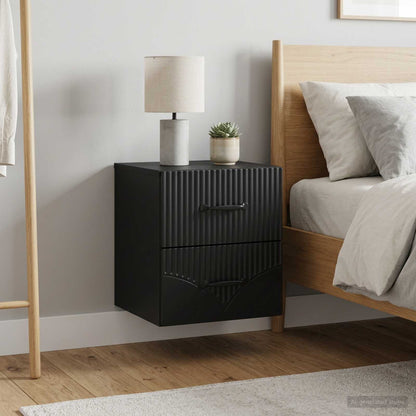 vidaXL Wall-Mounted Bedside Cabinet 2 pcs Black 34.5 x 33 x 40 cm