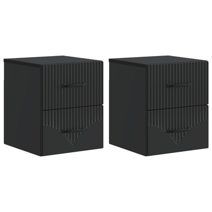 vidaXL Wall-Mounted Bedside Cabinet 2 pcs Black 34.5 x 33 x 40 cm