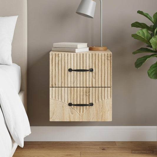 vidaXL Wall-Mounted Bedside Cabinet Sonoma Oak 34.5 x 33 x 40 cm