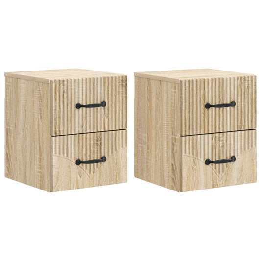vidaXL Wall-Mounted Bedside Cabinet 2 pcs Sonoma Oak 34.5 x 33 x 40 cm