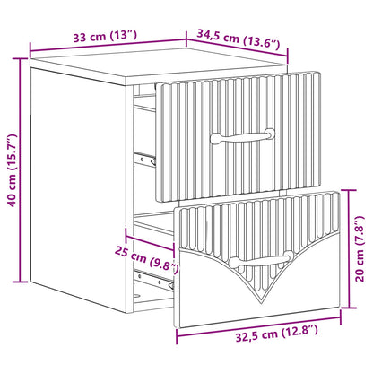 vidaXL Wall-Mounted Bedside Cabinet 2 pcs Sonoma Oak 34.5 x 33 x 40 cm