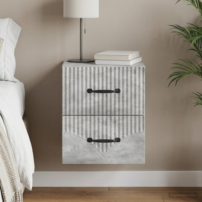vidaXL Wall-Mounted Bedside Cabinet Concrete Grey 34.5 x 33 x 40 cm