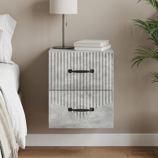 vidaXL Wall-Mounted Bedside Cabinet Concrete Grey 34.5 x 33 x 40 cm