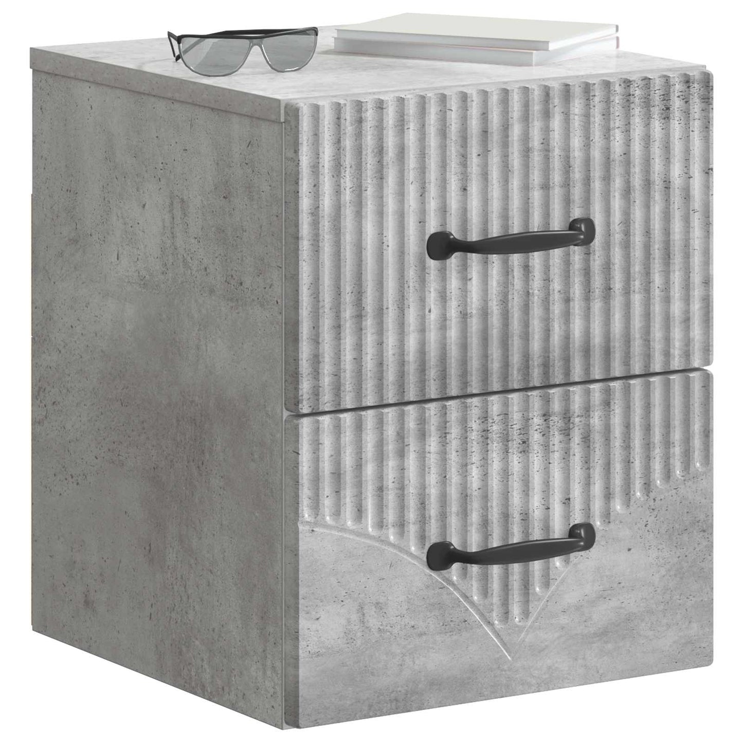 vidaXL Wall-Mounted Bedside Cabinet Concrete Grey 34.5 x 33 x 40 cm