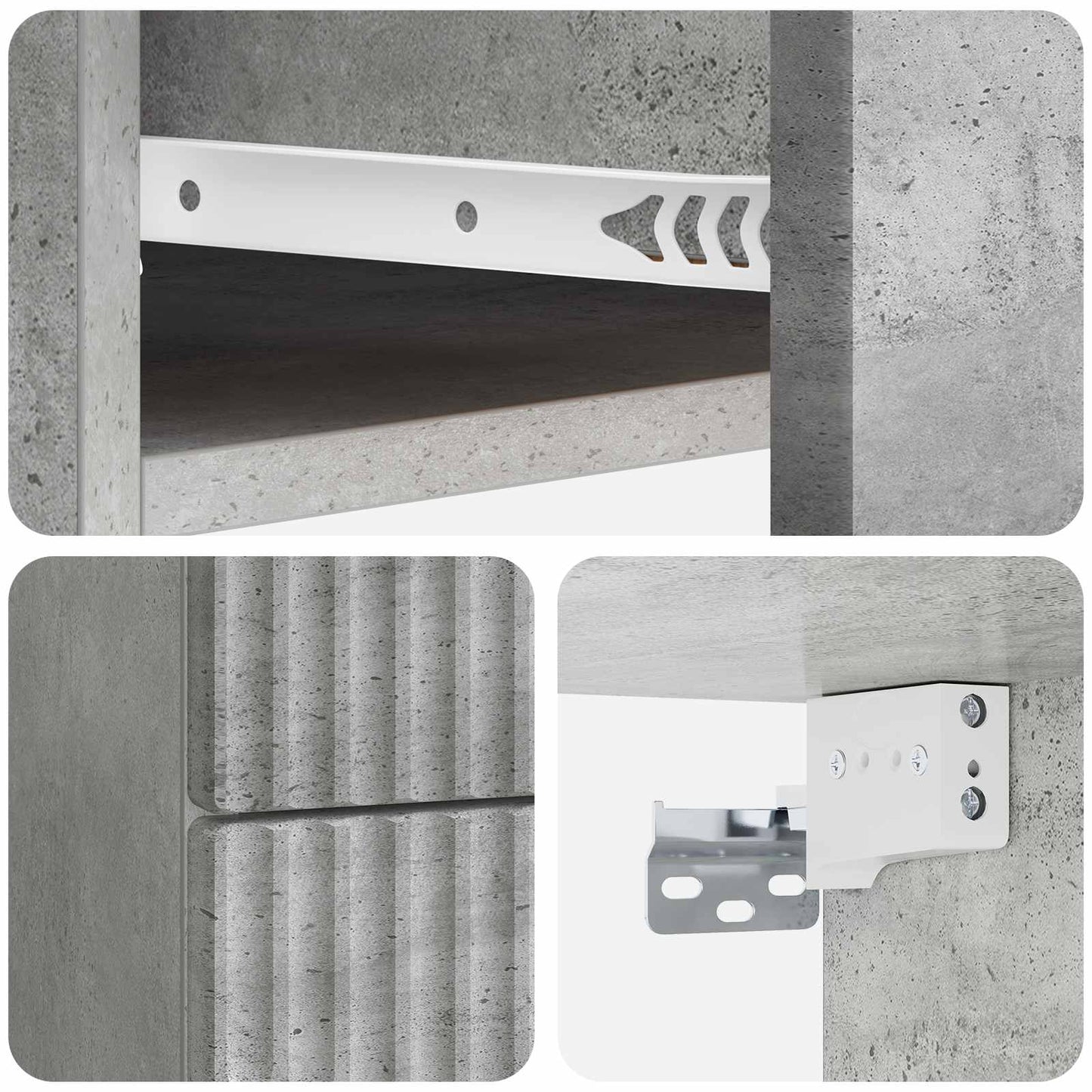 vidaXL Wall-Mounted Bedside Cabinet with Drawer 2 pcs Concrete Grey