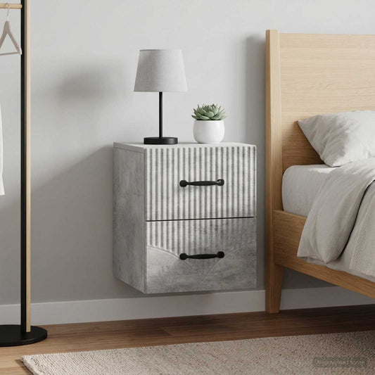 vidaXL Wall-Mounted Bedside Cabinet with Drawer 2 pcs Concrete Grey