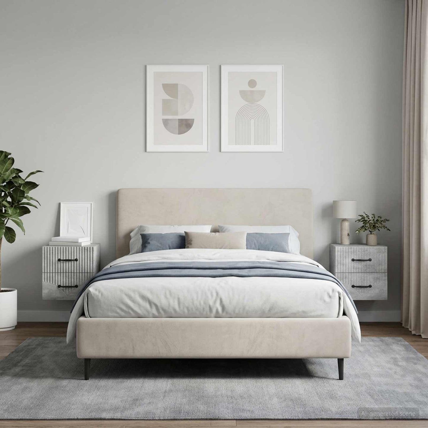 vidaXL Wall-Mounted Bedside Cabinet with Drawer 2 pcs Concrete Grey