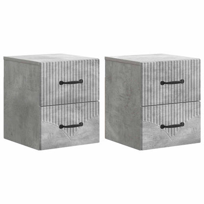 vidaXL Wall-Mounted Bedside Cabinet with Drawer 2 pcs Concrete Grey