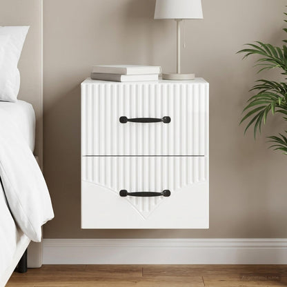 vidaXL Wall-Mounted Bedside Cabinet High Gloss White 34.5 x 33 x 40 cm