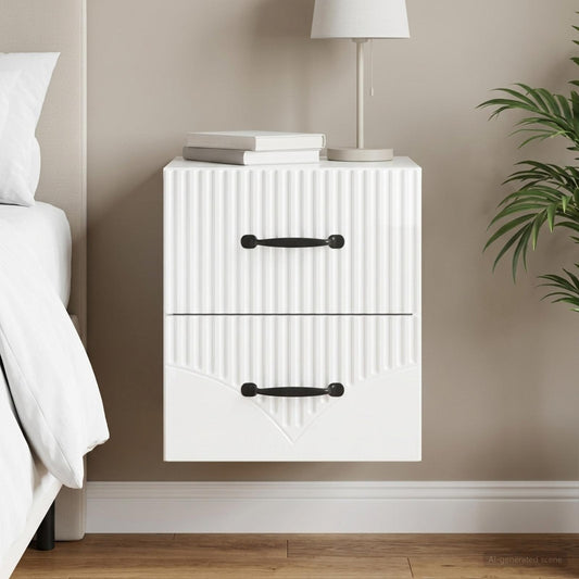 vidaXL Wall-Mounted Bedside Cabinet High Gloss White 34.5 x 33 x 40 cm