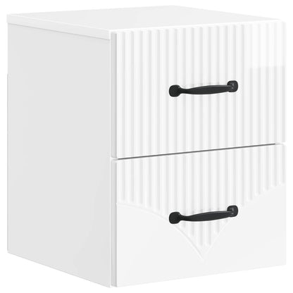 vidaXL Wall-Mounted Bedside Cabinet High Gloss White 34.5 x 33 x 40 cm
