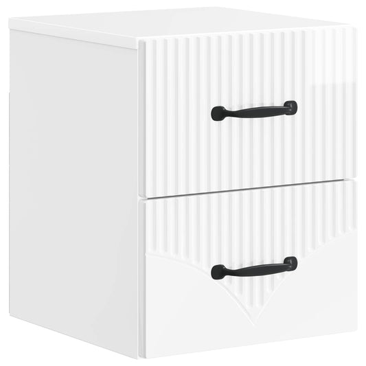 vidaXL Wall-Mounted Bedside Cabinet High Gloss White 34.5 x 33 x 40 cm