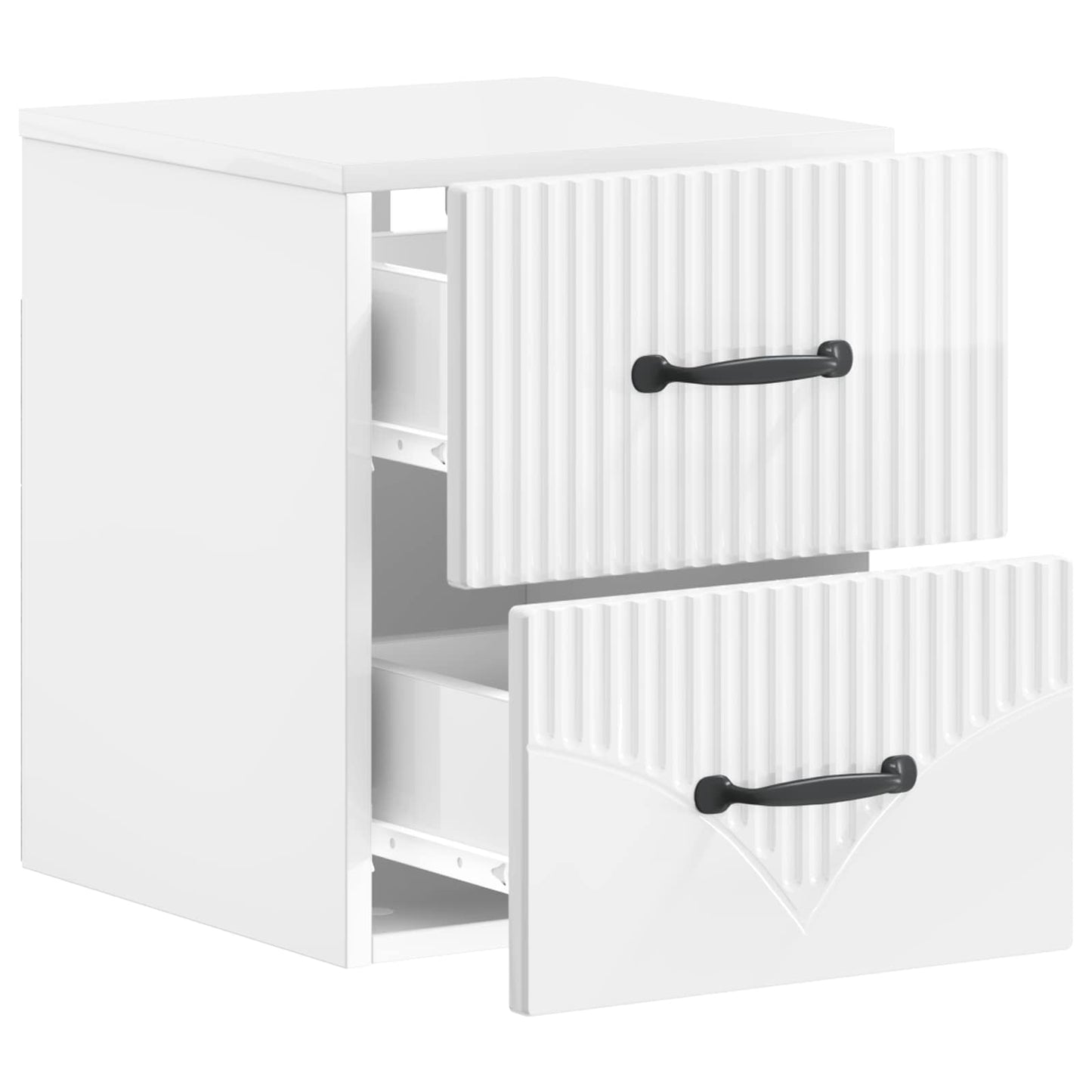 vidaXL Wall-Mounted Bedside Cabinet High Gloss White 34.5 x 33 x 40 cm