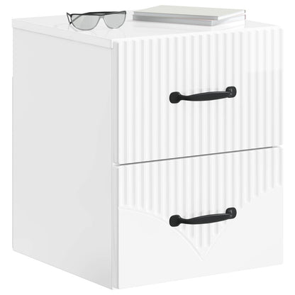 vidaXL Wall-Mounted Bedside Cabinet High Gloss White 34.5 x 33 x 40 cm