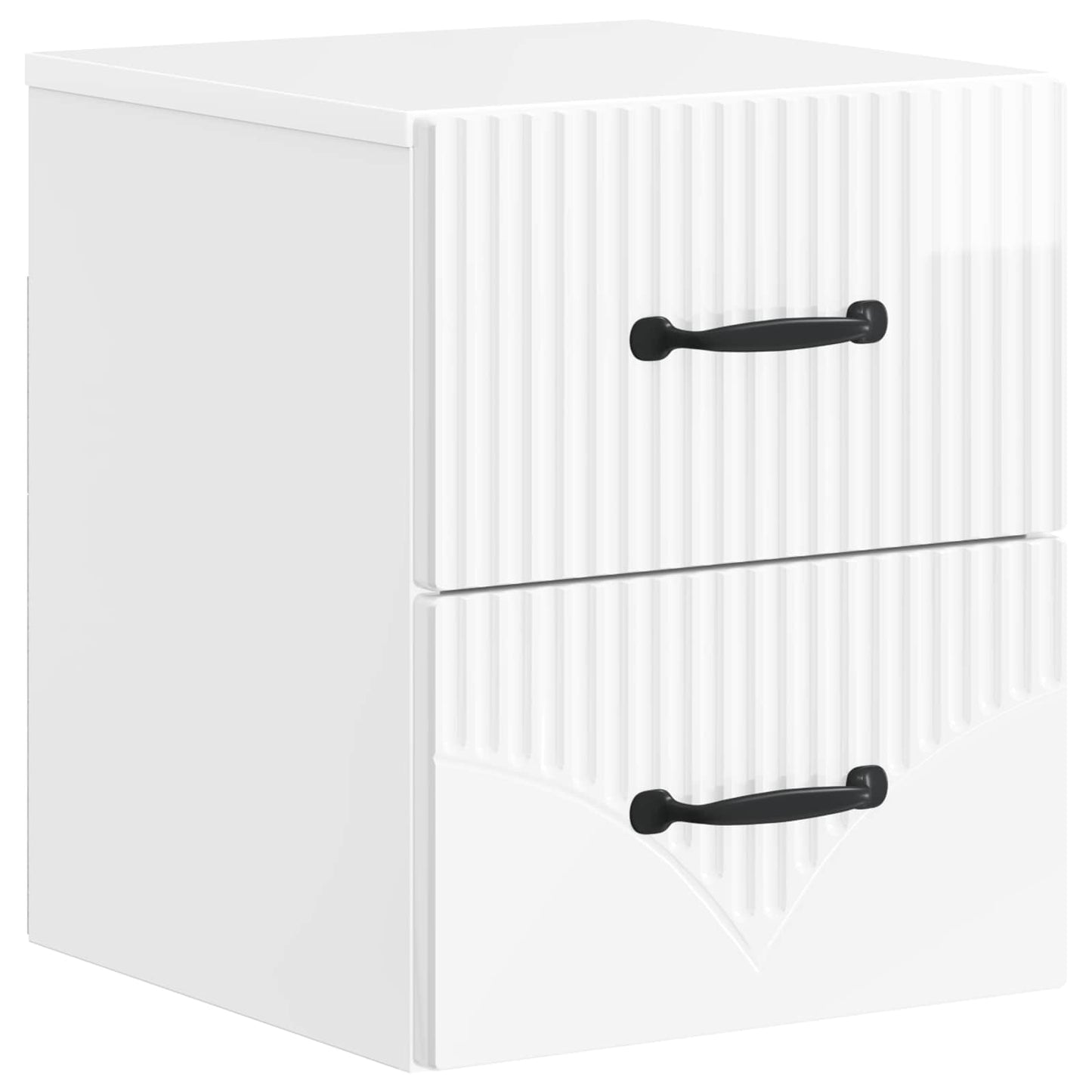 vidaXL Wall-Mounted Bedside Cabinet with Drawer 2 pcs High Gloss White