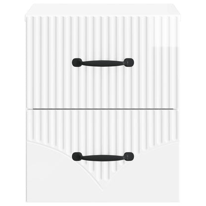 vidaXL Wall-Mounted Bedside Cabinet with Drawer 2 pcs High Gloss White