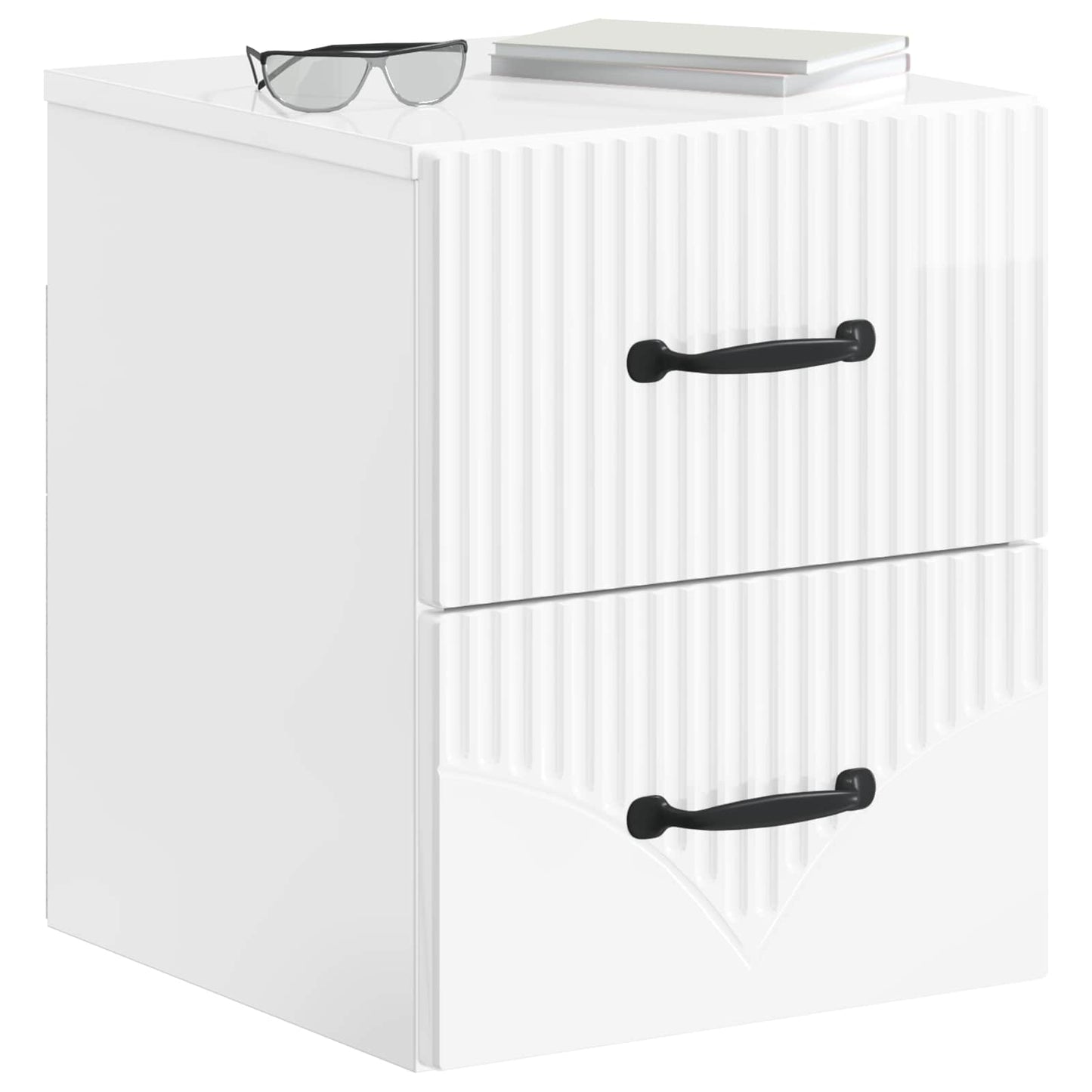 vidaXL Wall-Mounted Bedside Cabinet with Drawer 2 pcs High Gloss White