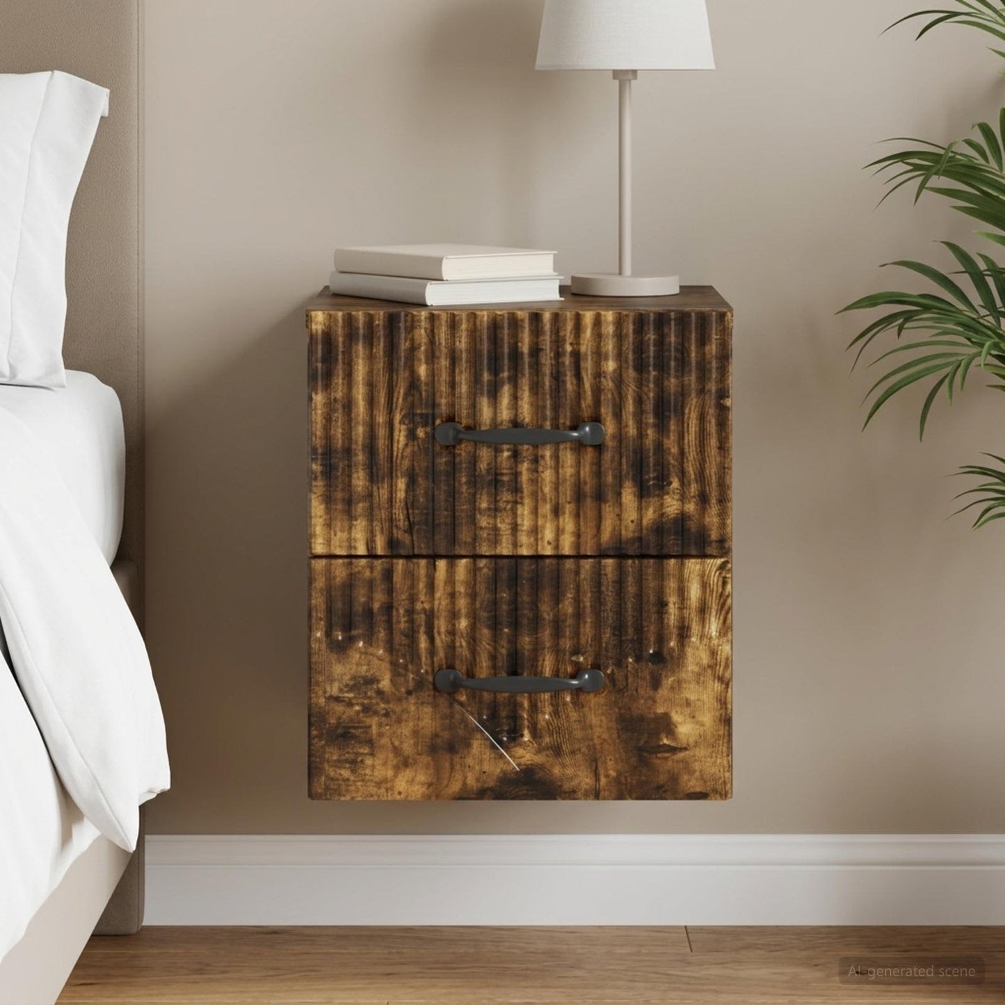 vidaXL Wall-Mounted Bedside Cabinet Smoked Oak 34.5 x 33 x 40 cm