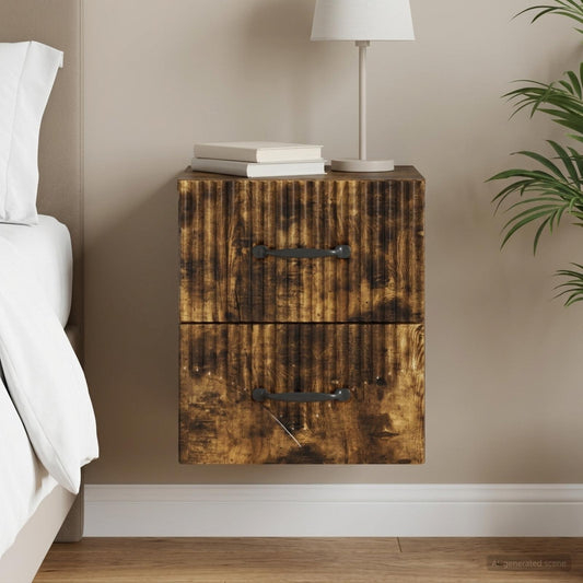 vidaXL Wall-Mounted Bedside Cabinet Smoked Oak 34.5 x 33 x 40 cm