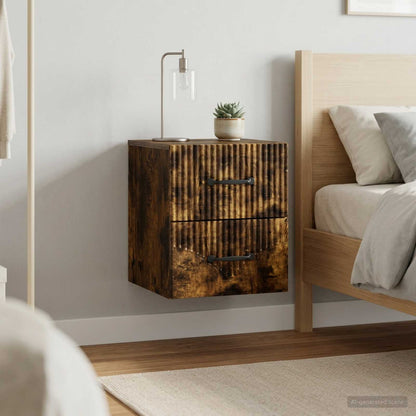 vidaXL Wall-Mounted Bedside Cabinet 2 pcs Smoked Oak 34.5 x 33 x 40 cm