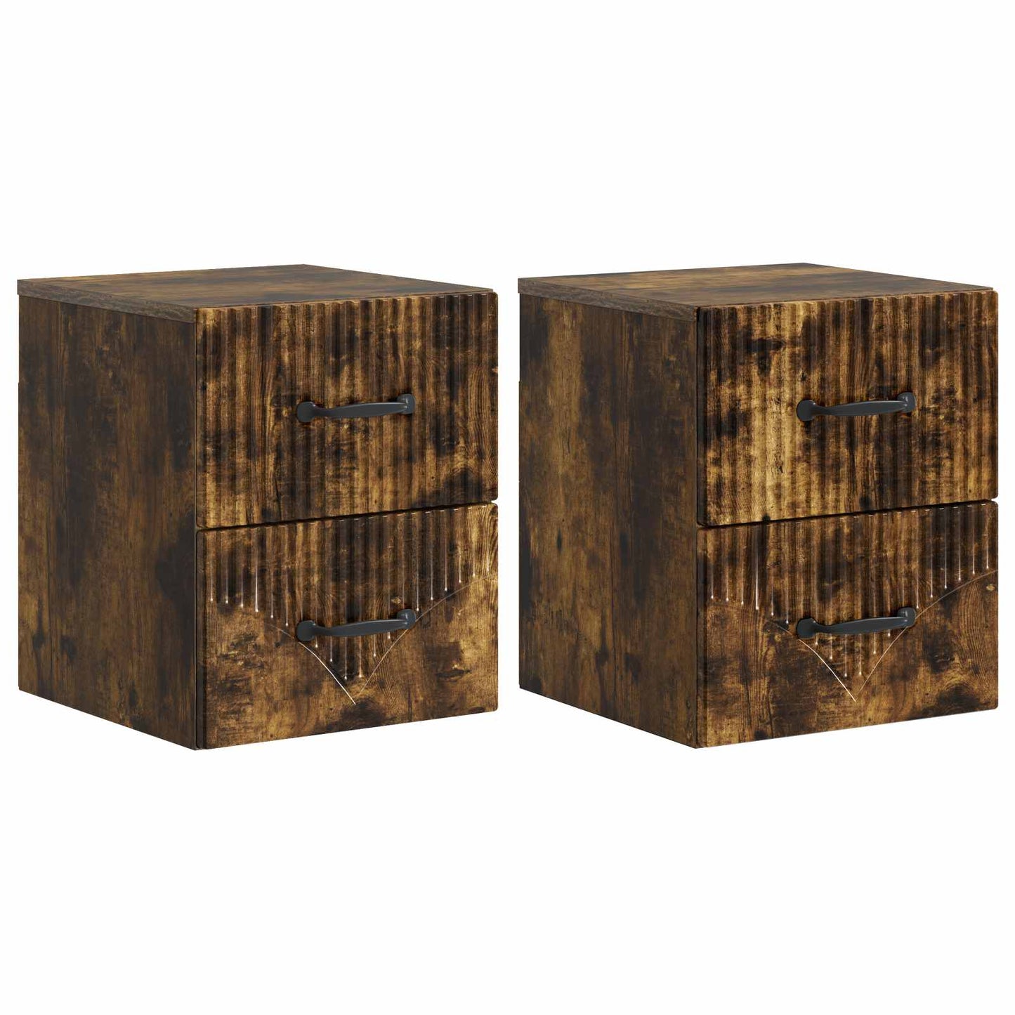 vidaXL Wall-Mounted Bedside Cabinet 2 pcs Smoked Oak 34.5 x 33 x 40 cm