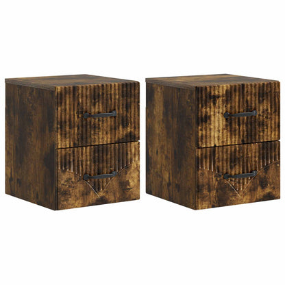 vidaXL Wall-Mounted Bedside Cabinet 2 pcs Smoked Oak 34.5 x 33 x 40 cm