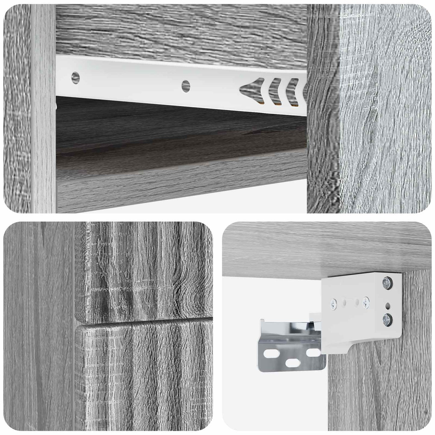 vidaXL Wall-Mounted Bedside Cabinet Grey Sonoma 34.5 x 33 x 40 cm