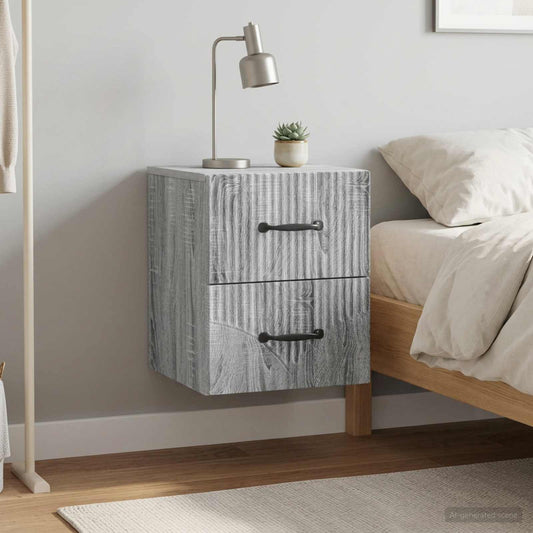 vidaXL Wall-Mounted Bedside Cabinet 2 pcs Grey Sonoma Engineered Wood
