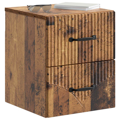 vidaXL Wall-Mounted Bedside Cabinet Old Wood 34.5 x 33 x 40 cm
