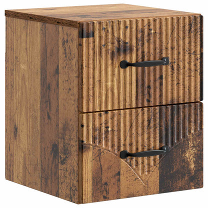 vidaXL Wall-Mounted Bedside Cabinet 2 pcs Old Wood 34.5 x 33 x 40 cm