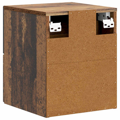 vidaXL Wall-Mounted Bedside Cabinet 2 pcs Old Wood 34.5 x 33 x 40 cm