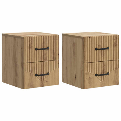 vidaXL Wall-Mounted Bedside Cabinet 2 pcs Artisan Oak