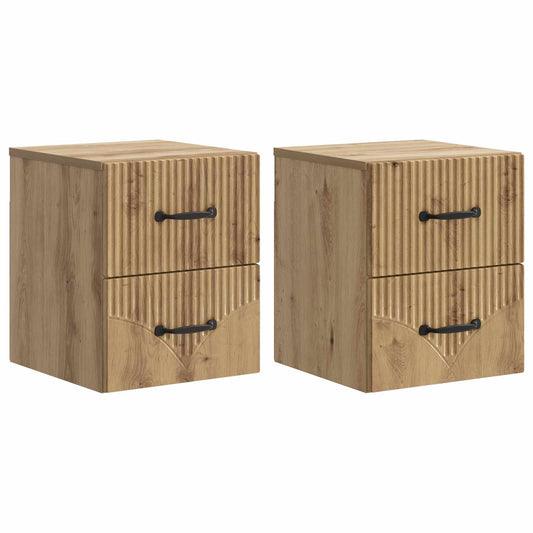 vidaXL Wall-Mounted Bedside Cabinet 2 pcs Artisan Oak