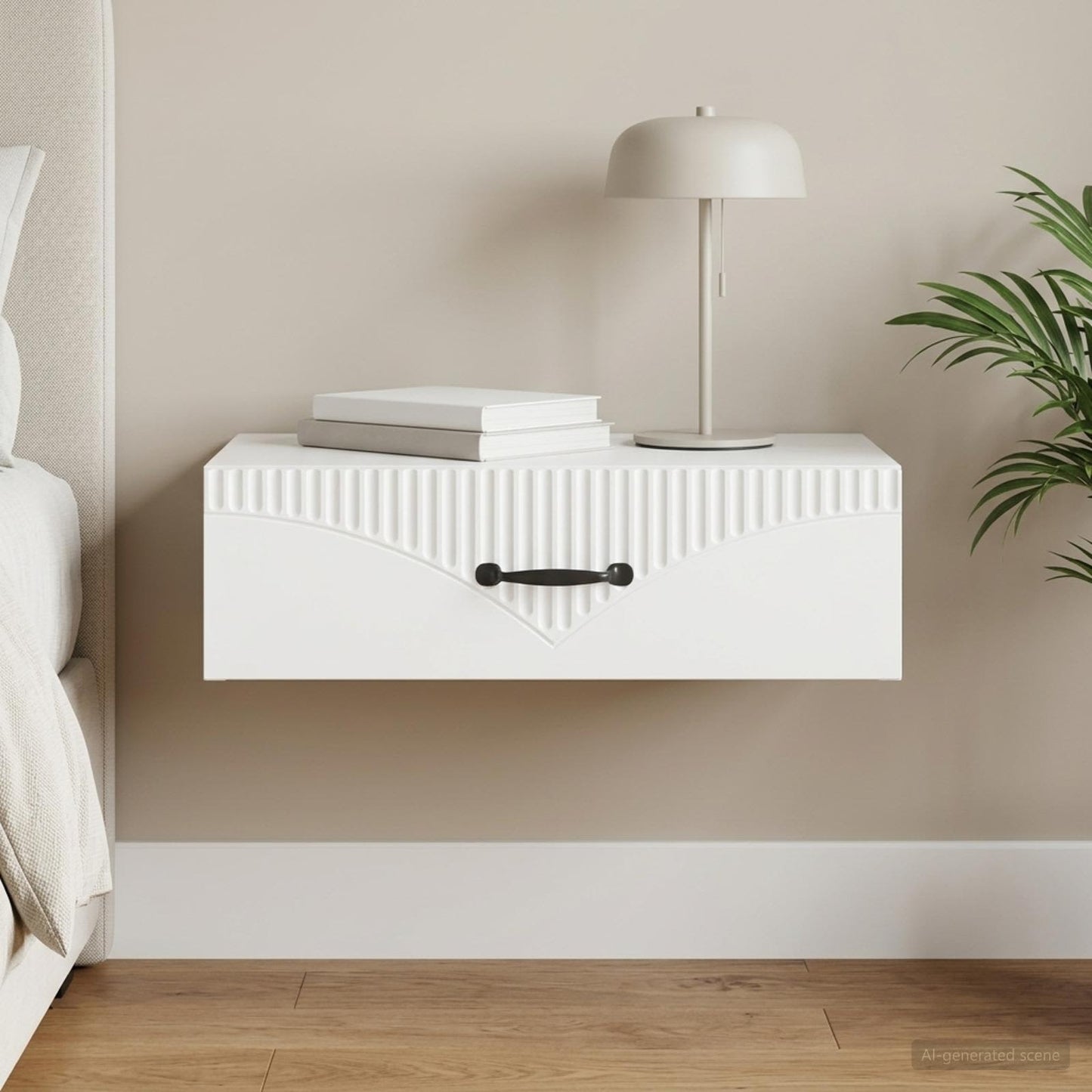 vidaXL Wall-Mounted Side Table White 59 x 34.5 x 17 cm Engineered Wood