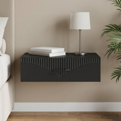 vidaXL Wall-Mounted Side Table Black 59 x 34.5 x 17 cm Engineered Wood