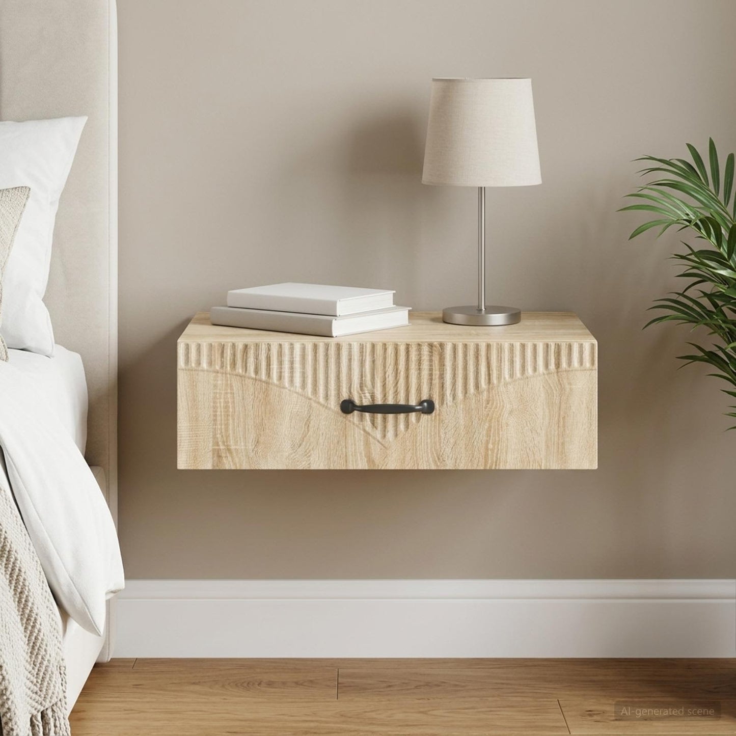 vidaXL Wall-Mounted Side Table Sonoma Oak 59 x 34.5 x 17 cm
