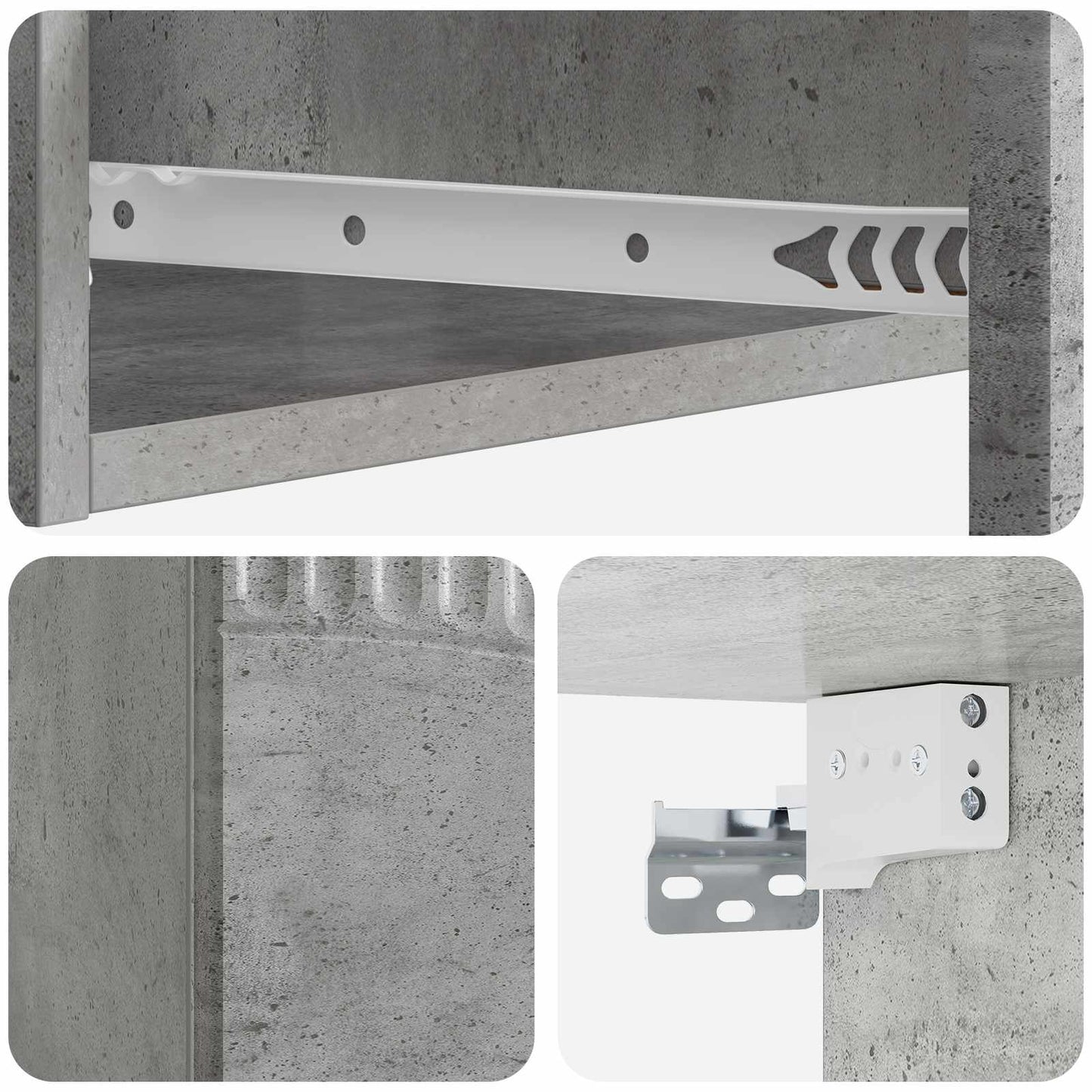 vidaXL Wall-Mounted Side Table Concrete Grey 59 x 34.5 x 17 cm