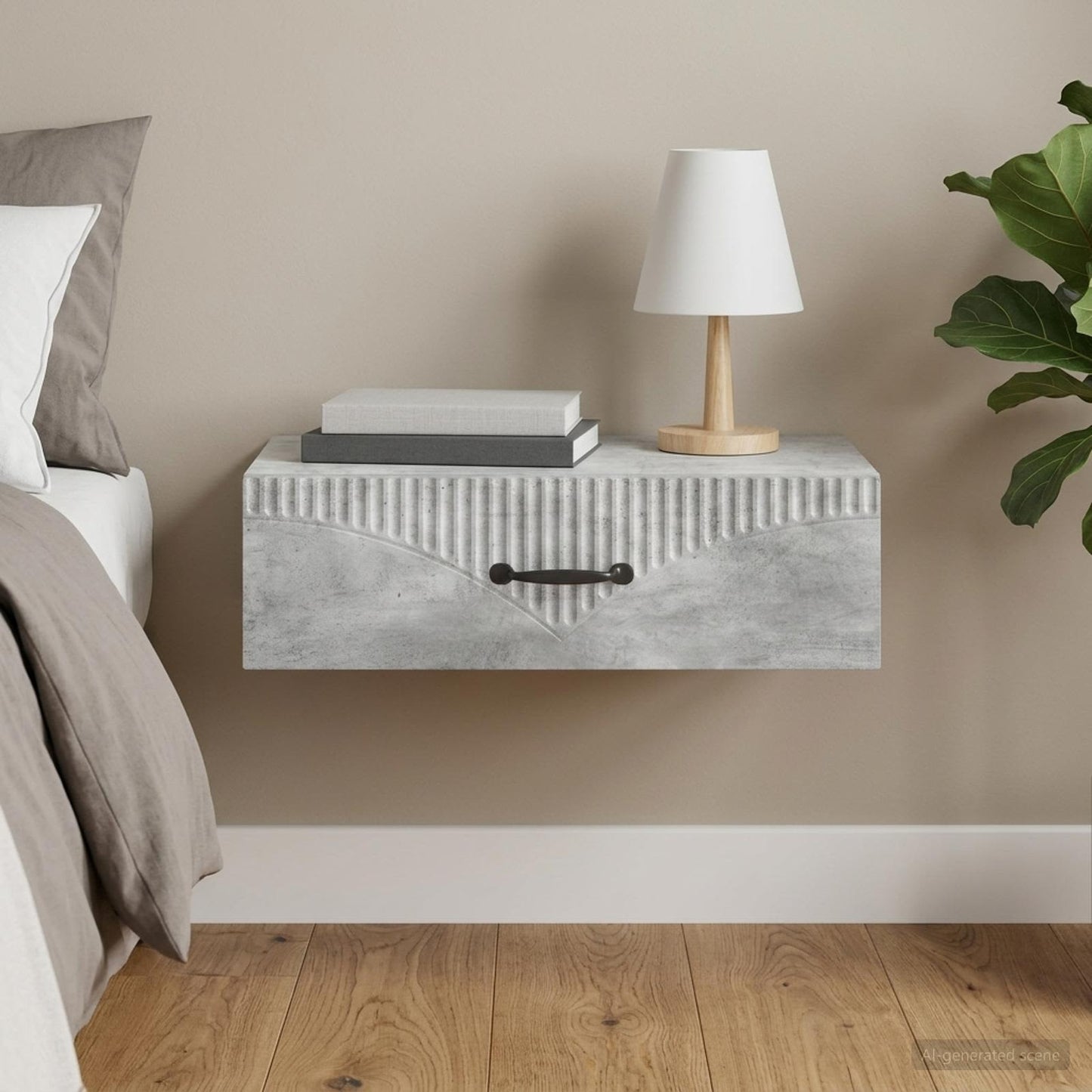 vidaXL Wall-Mounted Side Table Concrete Grey 59 x 34.5 x 17 cm